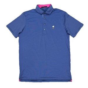Polo de golf Greyson homme taille M bleu rayé manches courtes performance - Photo 1/6