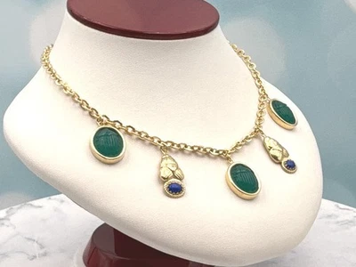 TAGLIAMONTE Designs (SH147N)925SS/YGP Agate Cameo Necklace *Scarab*Reg.$500 - Image 1 of 4