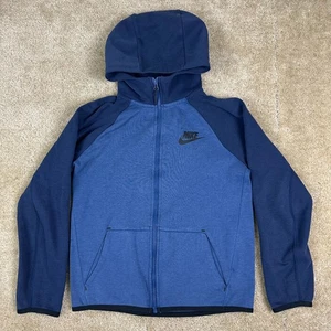 Nike Tech Fleece boys Jacket L Full Zip Hooded two tone blue AR4020-469 - Picture 1 of 15