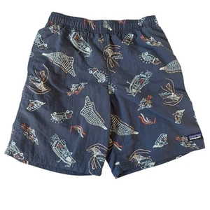 Patagonia Boys Baggies Sz L Navy Clean Oceans Shell Shorts Swim Hiking 5" Inseam - Picture 1 of 11