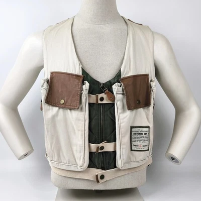 Chevignon Weste Leder / Stoff / Nylon Mix Gr. XL (L) vintage 80s Cadet - Bild 1 von 4