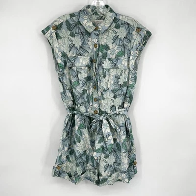 Ann Taylor Loft S Small Floral Linen Blend Romper Coastal Boho - Image 1 of 4