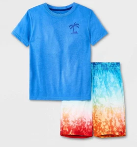 NEW Cat & Jack Boys' 2 Piece Palm Tie-Dye Pajama Set Size Small - Picture 1 of 1