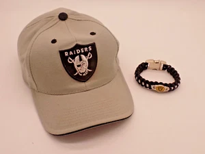 Oakland Raiders NFL Light Gray Hat  Cap American Needle & rope Raiders bracelet - Picture 1 of 10