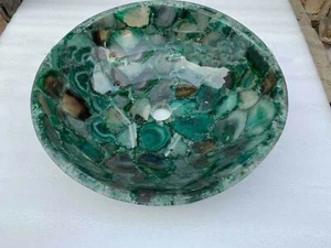 Fregadero de piedras de ágata verde de 12" / lavabo de mostrador de ágata decoración del hogar - Imagen 1 de 3