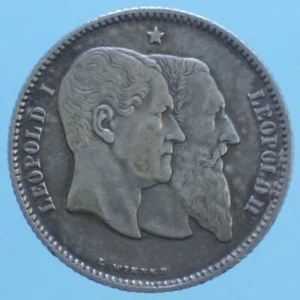 BELGIEN LEOPOLD II FRANCO 1880 SILBER SILVER COIN belBB CURRENCY SAMMLUNG - Bild 1 von 2