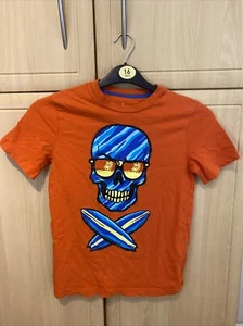 Circo Jungen T-Shirt Totenkopf hellorange Gr. M/M (8/10) - 100% Baumwolle - Bild 1 von 12
