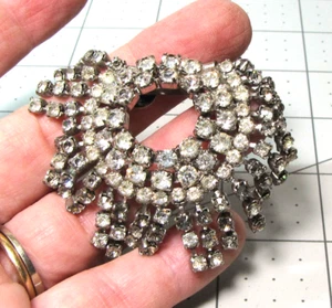 Musi signierter Schuhclip, durchsichtiges Krappen-Set Strass artikuliert Vintage wunderschön - Bild 1 von 8