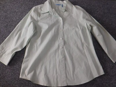 Izod Womens Blouse Extra Large green striped button up casual classic shirt - Image 1 of 4