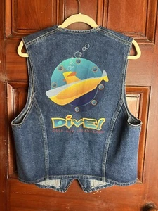 Vintage Steven Spielberg “Dive” Los Angeles NWT Denim Vest Sz M Deadstock NOS - Picture 1 of 12
