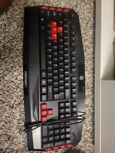 CyberPowerPC Multimedia Gaming Keyboard Wired USB Black/Red Tested - Picture 1 of 5