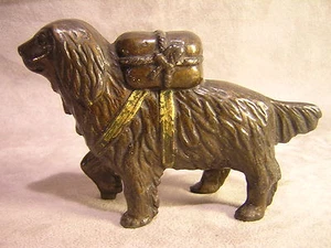 Vintage A.C. Williams Gusseisen St. Bernard kleine Hundebank ~ 3 1/2 Zoll groß - Bild 1 von 6