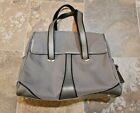 Tumi Flap Tote Elements Collection Laptop Gray Leather Nylon Purse Bag