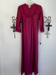 Vintage Nachthemd Samye Mauve Nylon und Spitze 3/4 Arm M - Bild 1 von 6