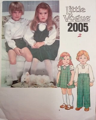 Little VOGUE 2005 VTG 70s Jumper Pant Skirt Boy Girl Toddler Sz 2 UNCUT Pattern - Image 1 of 4