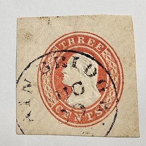 US Cut Square Sc U3, 3c red on white, Used CV$50.00 (504C89) - Picture 1 of 1