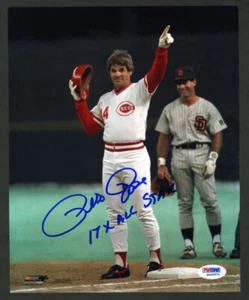 Pete Rose SIGNED 8x10 Photo + 17 x All Star Cincinnati Reds HOF PSA AUTOGRAPHED - Picture 1 of 2