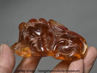 1.6 "Old Chinese red Amber Carving Fengshui Animal Fu Elephant Wealth Statue - Image 1 of 4