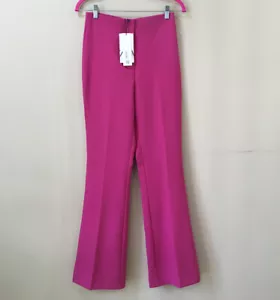ZARA Womens M Flare Pants TROUSERS Hi Rise HOT PINK Fuchsia Blogger Fav New - Picture 1 of 6