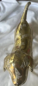 Victoria Secret Plush PINK Dog SHINY Metallic Gold w/ "PINK" Words 8" 2014 - Imagen 1 de 5