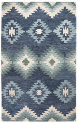 Rizzy Rugs Blue Pointed ZigZag Diamonds Southwestern Area Rug Geometric LO9997 - Image 1 of 3