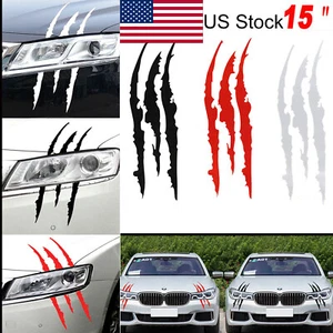 Universal 2Pcs Beast Claw Scratch Decal Reflective Stickers For Car Headlight - Picture 1 of 26