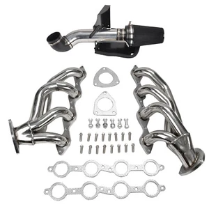 4''Cold Air Intake+Exhaust Header For Chevy GMC Avalanche Silverado Sierra Tahoe - Picture 1 of 8