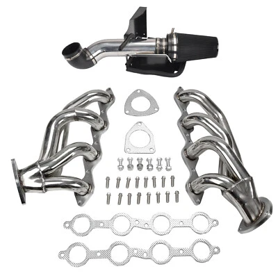 4''Cold Air Intake+Exhaust Header For Chevy GMC Avalanche Silverado Sierra Tahoe - Image 1 of 4