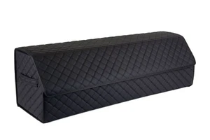 Large Black 90L Universal PU Leather Trunk Cargo Organizer | Foldable Storage - Picture 1 of 8