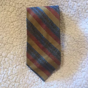 Carson Pirie Scott Men's Store Neck Tie Striped Blue Red Gold Vintage Short - Picture 1 of 7