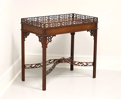 BAKER Mahogany Chippendale Style Fretwork Gallery Tea Table Cover