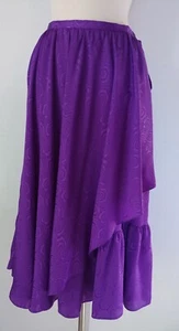 Women's Purple Swirl Pattern Layered Skirt Polyester Satin Medium Pockets - Picture 1 of 5