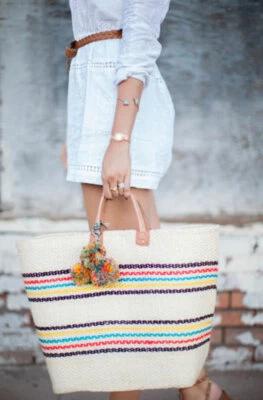 NWT Mar Y Sol Caracas Basket Tote Natural Multi Stripe - Image 1 of 4