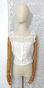 Antique 1900s Victorian White Cotton Corset Cover Camisole Sleeveless Blouse - Picture 1 of 6
