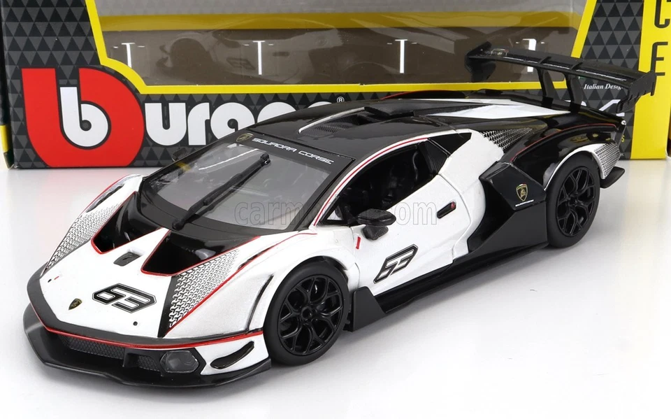 MODELLINO AUTO STATICO DIECAST LAMBORGHINI ESSENZA SCV12 #12 2021 BIANCO 1/24 - Immagine 1 di 4