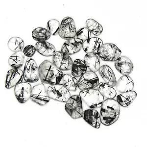 Piedra preciosa de cuarzo rutilo negro natural 78,10 cts 32 piezas gemas rutilo negro rosecut - Imagen 1 de 6