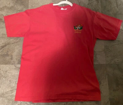 "Camisa Café Selva Vintage Roja L Cancún Bordada EE. UU. 29 x 22"" Tigre" Foto 1 de 4