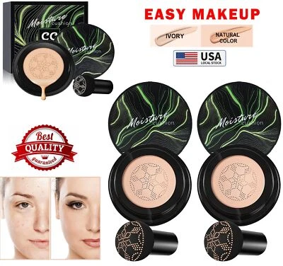 2× Air Cushion CC BB Cream Concealer  Mushroom Head Foundation Moisturizing US - Image 1 of 4