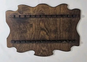 Vintage Holz Wandbehang Souvenir 12 Löffel Halter Plakette Regal Display 15"x11" - Bild 1 von 4