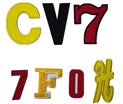 Lot of 7 Sew On or Iron On Patches 3 Inches and 2 Inches Letters and Number - Image 1 of 4