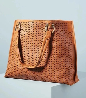 Bolso de Cuero Anthropologie Frente a la Playa Grande Boho Indie Grunge Terracota  Foto 1 de 4