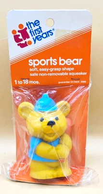 老式 1983 年 The First Years 运动熊吱吱作响婴儿玩具全新密封 — 第 1/4 张图片