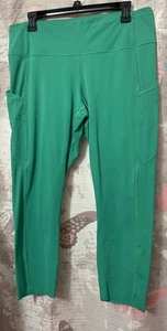 Lululemon Wunder Schleppe hoch geschnitten mit Taschen Größe 14 limettengrün kurze Leggings - Bild 1 von 16