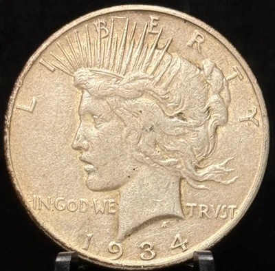 1934 S Peace  Silver One Dollar S$1 Coin - Image 1 of 2