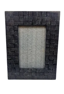 Handmade Black Soapstone Carved Photo Frame 5x7" Inch Ethnic Boho Home Decor - Picture 1 of 3