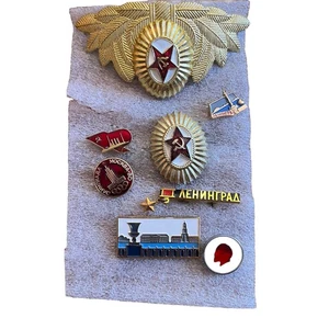 Lot Of 8 VTG Soviet-era pins/badges USSR Lenin Mourning  Olympics Leningrad - Picture 1 of 5