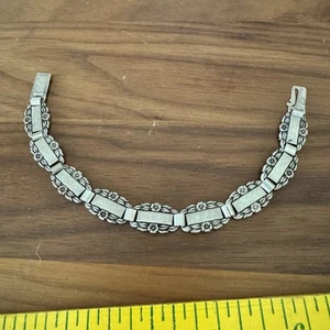 6/4/43 Forget Me Not Flowers Bracelet Sterling Links 6.75" Congratulations - Picture 1 of 14