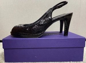 Russell & Bromley Black Peep Toe Slingbacks - Size 8 UK - 41 EU - Picture 1 of 10