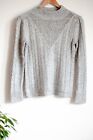 WHBM long sleeves sweater, elegant silver gray pullover with beads