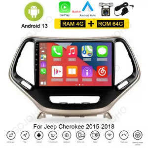 4+64G For 2014-2018 Jeep Cherokee Android 13 Carplay Car Stereo Radio GPS Navi - Foto 1 di 20